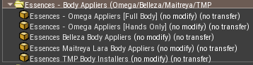 Essences Body Appliers Contents